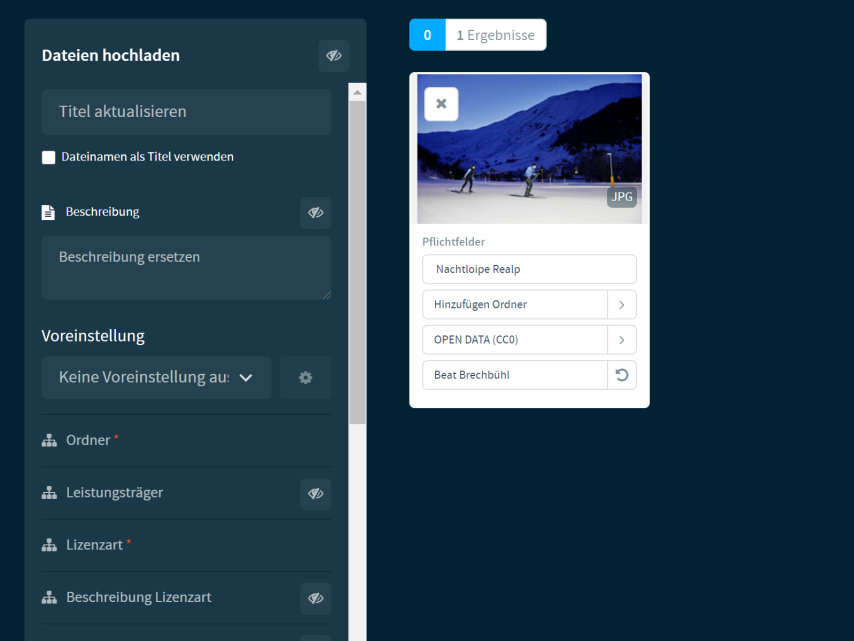 Speichern & Hochladen